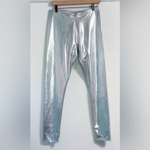 Diamondkit Metallic Silver Leggings Women’s M - Holiday Party, Dance, Streetwear